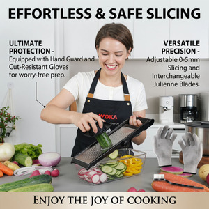 Cortador <span class=keywords><strong>de</strong></span> mandolina para cocina, picador <span class=keywords><strong>de</strong></span> verduras ajustable con 3 cuchillas, contenedor <span class=keywords><strong>de</strong></span> alimentos y guantes resistentes a cortes - Product Image 3
