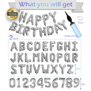 Set di Palloncini in Mylar con Lettere e Numeri per Decorazioni di <span class=keywords><strong>Compleanno</strong></span>, <span class=keywords><strong>2</strong></span> Set da A-Z e 0-9, 16 Pollici, Neri - Product Image 3