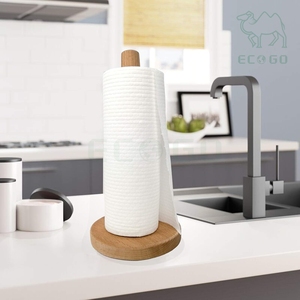 Countertop Standing Display Storage <b>Rack</b> Wooden Paper Towel Stand Kitchen Paper Roll Holder for Dining Table - Product Image 2