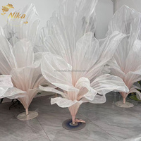 Dekorasi Kain Pernikahan Mewah Elegan NIKA, Tinggi 4ft 5ft, Bunga Organza Putih, Centerpiece Bunga 90cm
