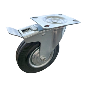 <strong>3</strong>/<strong>3</strong>.5/4/5/6/8/10 Inch Heavy Duty Fixed Black <strong>Rubber</strong> Industrial Caster <strong>Wheel</strong> Rotating Castor <strong>Wheel</strong> With Brake Trolly <strong>Wheels</strong> - Product Image 5
