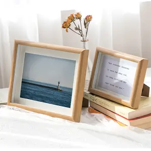 Cadre photo en verre Double face 4x6 5x7 6x8 8x10, bois Naturel, Double face, acrylique, cadre photo flottant