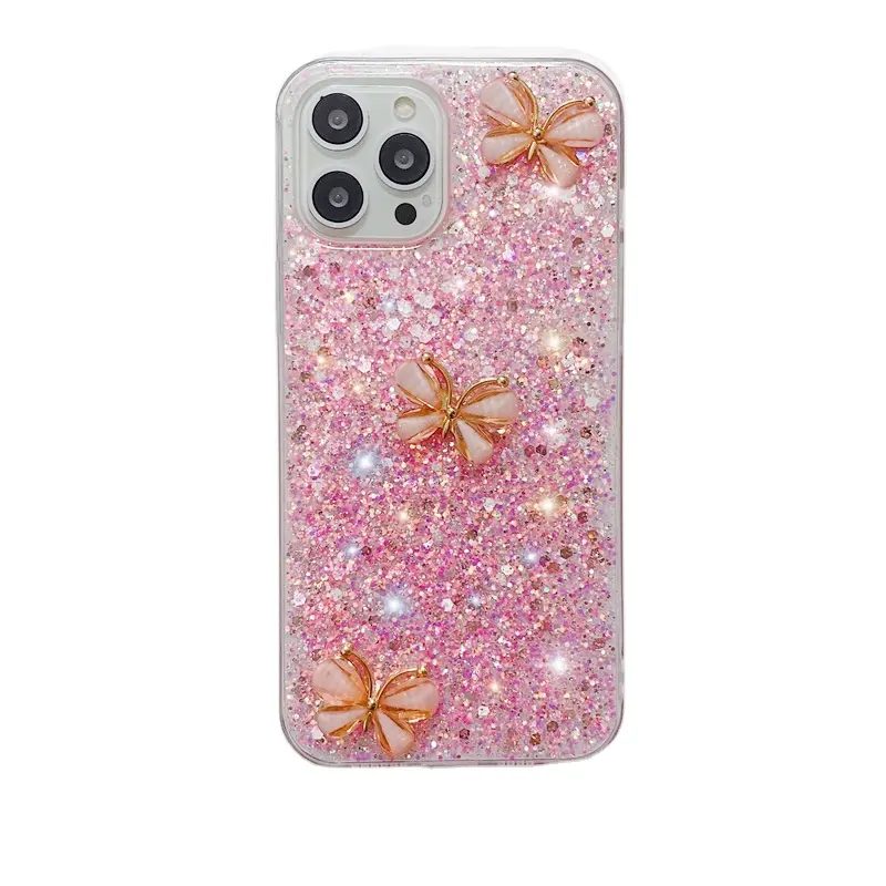 Luxo Soft 3D Glitter Diamond Bling Butterfly Case para Samsung Mobile Note 10 mais S10 5g A41 A52 A72 Back Shell Capa Bag