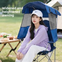 Chaise pliante d'extérieur exclusive transfrontalière avec protection solaire, filet anti-moustiques en maille de fer, pour camping, plage et pêche