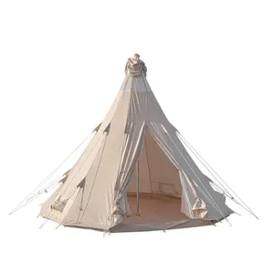 4 Meter Teepee Pyramid Apache Tent for 8 Person Adult Three-season Tent Adult Tipi Steel Pipe 400*400cm One Bedroom PE