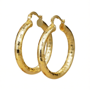 Golden <b>Hoop</b> <b>Earrings</b> For Women 18K Gold Plated Zinc Alloy Classic Style <b>Fashion</b> Jewelry - Product Image 1