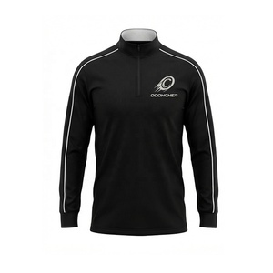 Ensemble d'entraînement de football personnalisé noir et blanc avec passepoil, demi-zip, OEM ODM - Product Image 4