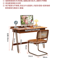 Bureau d'étude en bois massif avec pieds en acier inoxydable et tiroirs, table d'ordinateur pour bureau à domicile, vente en gros