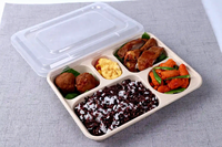 Contenants alimentaires jetables biodégradables en résidus de canne à sucre naturels modernes avec couvercle, capacité 1250 ml, ensemble de vaisselle à usage unique