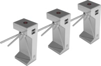 Sistema de Control de Acceso con Torniquete Trípode de Acero Inoxidable 304, Lector de Huellas Dactilares, Barrera de Brazo Abatible (TS1000)