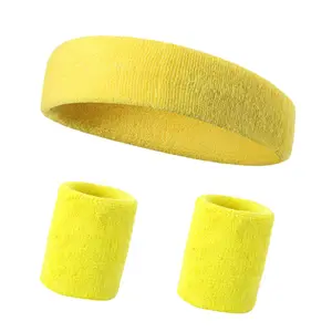 Esportes coloridos Headband Terry Pano Atacado Sweatband Pulseira Personalizada com Logotipo