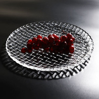 Plateau de service en verre ultra-transparent pour banquets chinois, grand plateau tressé pour fraises, fruits coupés, gâteaux et desserts