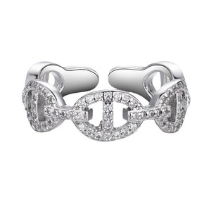 Anello da naso da donna regolabile con <span class=keywords><strong>micro</strong></span> pavé di zirconi cubici, design a naso di maiale, gioiello di tendenza, elegante e di lusso, stile americano. - Product Image 5