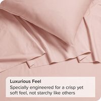 Ensemble de draps en coton 4 pièces Cloudland, coton égyptien 300TC, uni, plié, taille Queen, rose
