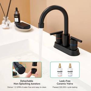 Grifo de Lavabo de Doble Manija de 4 Pulgadas, Color Negro, para Baño, Precio de Fábrica al por Mayor - Product Image 4