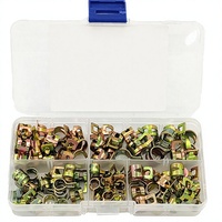 Kits de colliers de serrage à ressort élastique double en acier au carbone galvanisé 6-10 mm, 75 pièces, pinces automobiles, collier de serrage de tuyau de carburant de style japonais