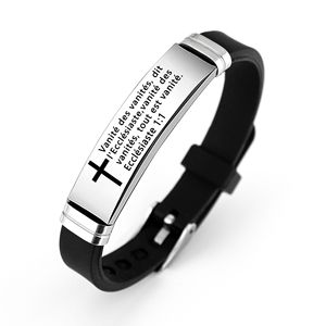 Bracelet en gros avec verset biblique français et citation inspirante, bracelet ajustable en silicone, bijou avec inscription scripturale - Product Image 3
