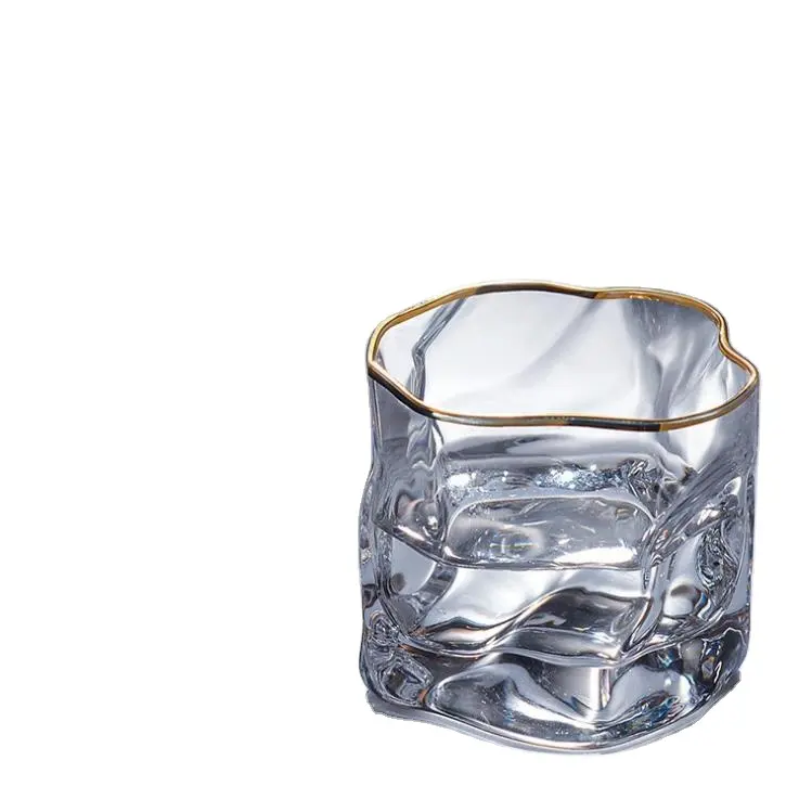 Solhui-taza de agua Irregular, vaso de cristal transparente creativo para vino, zumo, bebida fría, taza de agua potable a la moda