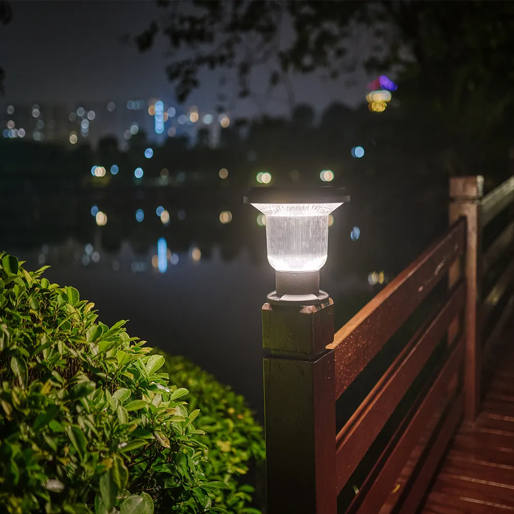 2024 nueva lámpara de Pilar LED de energía Solar para exteriores, valla de jardín, poste de patio, luces de Pilar, lámpara de cabeza de columna