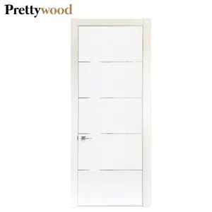 Wooden Door Prettywood American Latest Design Modern Home Prehung Solid Wooden Veneer Panel Black Walnut Interior Room Door