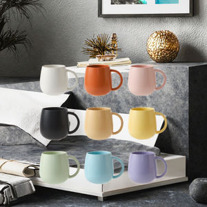 Wholesale Europe America <b>Big</b> Belly Matte Nordic Style Porcelain Coffee Mug Custom Logo Printed with Spoon Promotional <b>Gift</b> - Product Image 3