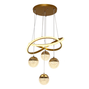 Luminaire de plafond rond en aluminium LED pour salon et chambre à coucher, luminaire moderne rond à deux cercles, lustres sphériques suspendus - Product Image 4