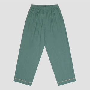 Conjunto de Pijama de <span class=keywords><strong>Lino</strong></span> Verde para <span class=keywords><strong>Mujer</strong></span>, Diseño Nuevo Personalizado, Otoño, 100% <span class=keywords><strong>Lino</strong></span>, Informal, para Dormir, Manga Larga, Holgado - Product Image 5