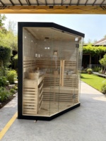 Ruang Sauna Tradisional Berkualitas Tinggi untuk 2-4 Orang, Kabin Uap Kering Dalam Ruangan, Rumah Sauna dengan Pemanas 6KW dan Lampu LED