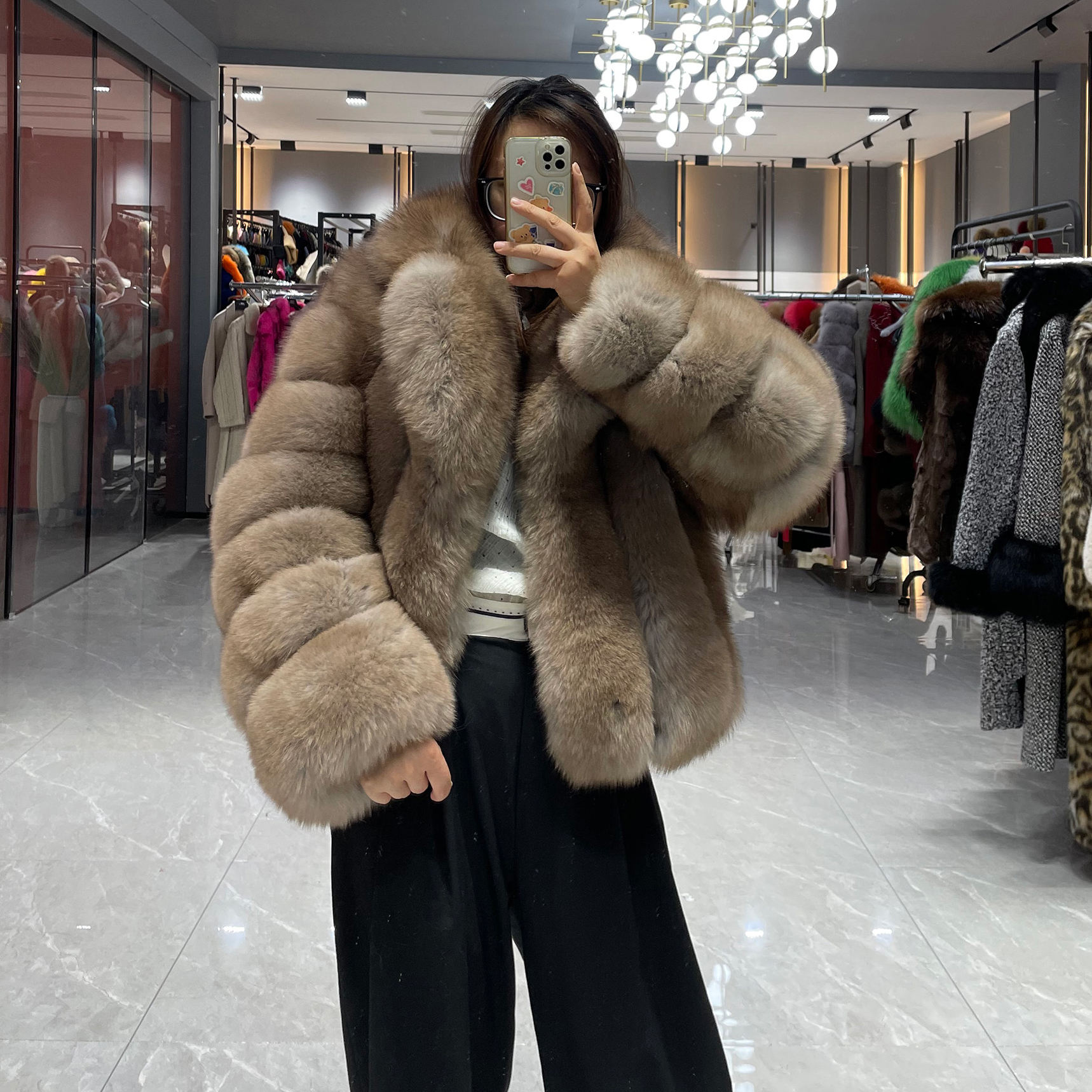 Winter Warm Windproof Wholesale Price Real Fox Fur Jacket Thick