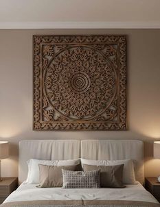 Panel Decorativo de Pared con Mandala de Madera Tallada, para Sala de Estar, Dormitorio, Oficina, Entrada y Decoración del Hogar - Product Image 3