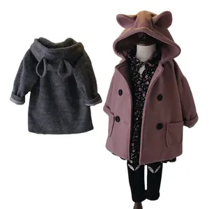 Autumn Winter Korean Baby Girls Jackets Cute Hooded Wool Coats For Kids Clothes Infant Outerwear Children Clothing