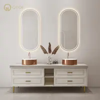 Mobile bagno moderno GODI Euro vanità di lusso con specchio luminoso doppio lavandino mobile bagno vanità