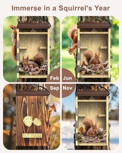 บ้านกระรอกกลางแจ้งพลังงานแสงอาทิตย์ กล้อง 2K ตรวจจับอัตโนมัติ ควบคุมผ่านแอพ WiFi กล่องรังกระรอกอัจฉริยะสำหรับการเฝ้าระวัง - Product Image 6