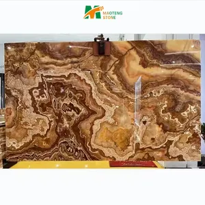 Azulejos de parede de pedra onix de mármore dourado, placa de ônix, belas decorações naturais de luxo, mármore onyx