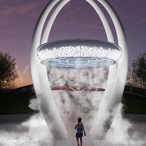 Escultura de Metal Vincentaa, anillo de niebla de agua personalizado, instalación artística, escultura grande utilizada para la plaza del parque al aire libre - Product Image 3