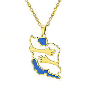 สร้อยคอแฟชั่นเคลือบ PVD สีเงินและสีทอง ป้องกันการหมอง สร้อยคอสแตนเลส 316L เครื่องประดับคุณภาพสูง สร้อยคอรูปแผนที่อิหร่านสำหรับผู้หญิง - Product Image 1