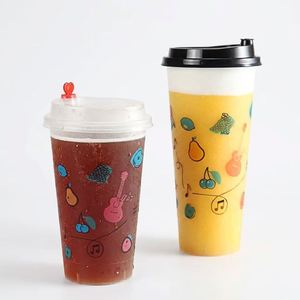 Gobelets jetables en plastique PP de qualité alimentaire, transparents givrés, avec couvercle, pour boissons, jus, bière, gobelet rigide, logo personnalisé, faible MOQ - Product Image 2
