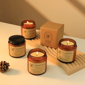 Vela de cristal marrón de lujo vendedora caliente de fábrica 100g cera de aromaterapia decoración moderna del hogar <span class=keywords><strong>velas</strong></span> perfumadas - Product Image 6