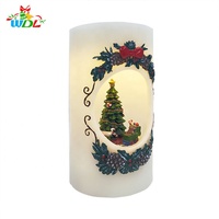 Nouveautés 2020, manège, train, décoration de Noël, arbre de Noël, Navidad, scène joyeuse de Noël, bougie pilier en cire LED, vente en gros