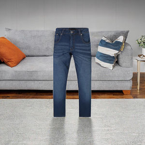 Jeans de Hombre, Azul Oscuro, Lavado Medio, Corte Recto, Estilo Urbano, Personalizados, Transpirables, Tallas Grandes, Logotipo, Cintura Alta, Ajustados, 100% Algodón - Product Image 3