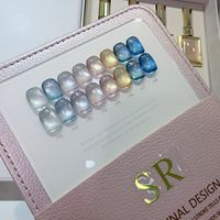 Kit de vernis à ongles gel UV magnétique effet œil de chat SR 8 nuances, dégradé bleu océan aquamarine, transparent cristallin nude
