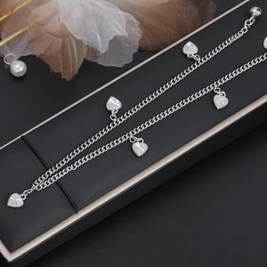 JXX Wholesale Women's Fashion <b>Charm</b> <b>Bracelet</b> Silver Plated Cuban Chain Heart <b>Bracelet</b> - Product Image 3