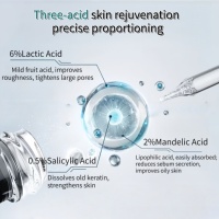 Sérum Doux Exfoliant Chimique Tri-Acide avec Complexe Multi-Acides AHA BHA PHA Solution Équilibrante Hydra pour Peaux Grasses et Acnéiques