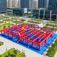 Labyrinthe gonflable géant 100x100ft Outdoor Fun City Custom Gonflable Amusement Park Large Commercial Playground Party Events