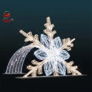 Zhongshan Longshine – décoration de noël personnalisée, grand Motif de flocon de neige éclairé en 3D, lumière pour la décoration de la rue