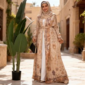 Nouvelle conception Abaya décontractée en mousseline froissée pour femmes musulmanes Vêtement modeste au quotidien Tendance Haute qualité - Product Image 4