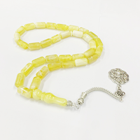 Künstliche Bernstein-Tasbih-Gebetsperlen aus Harz in zylindrischer Form, islamischer muslimischer Rosenkranz mit dekorativem Anhänger, mehrfarbige Optionen