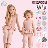 Romper Pinggang Ruffle Peplum Menarik Tanpa Lengan dengan Kerah Kotak untuk Bayi Balita Perempuan, Pakaian Musim Semi untuk Acara Santai dan Pesta Bayi