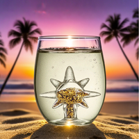 Tasses en verre ciel étoilé créatives : Tasses à double couche avec étoiles et lune dorées, tasses à café/jus, logo personnalisé en gros