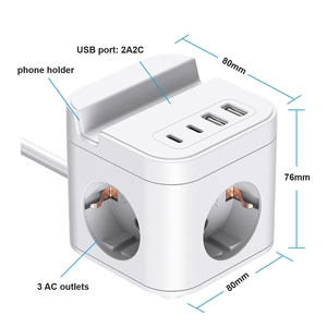USB Surge Protector Power Strip With 3 Multi Outlets and 2 USB 2C Charging Ports Power Cube <strong>Extension</strong> <strong>Socket</strong> Power <strong>Bar</strong> - Product Image 6